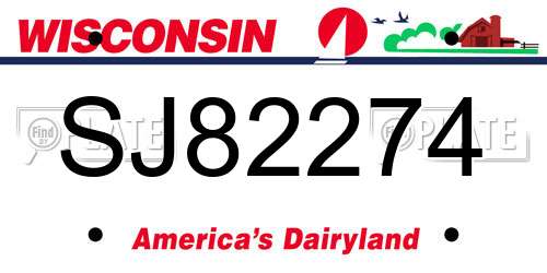 SJ82274 Wisconsin License Plate
