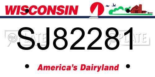 SJ82281 Wisconsin License Plate