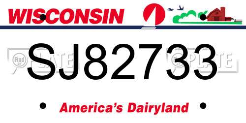 SJ82733 Wisconsin License Plate