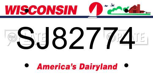 SJ82774 Wisconsin License Plate