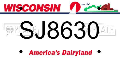 SJ8630 Wisconsin License Plate