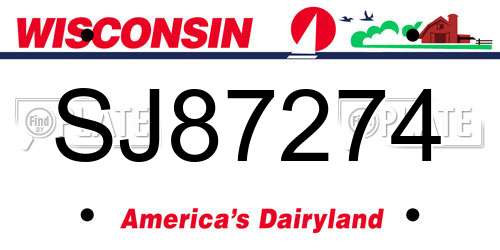 SJ87274 Wisconsin License Plate
