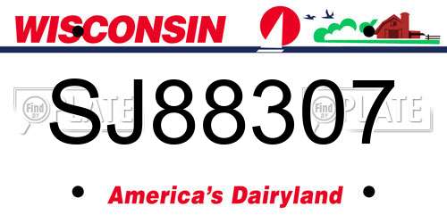 SJ88307 Wisconsin License Plate
