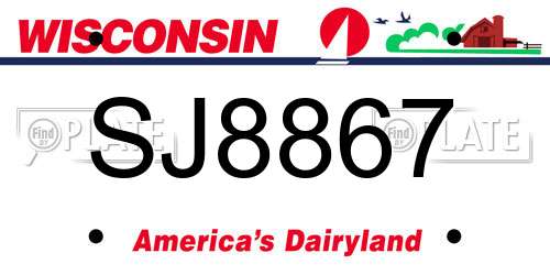 SJ8867 Wisconsin License Plate