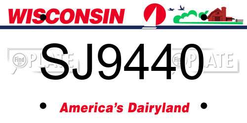 SJ9440 Wisconsin License Plate