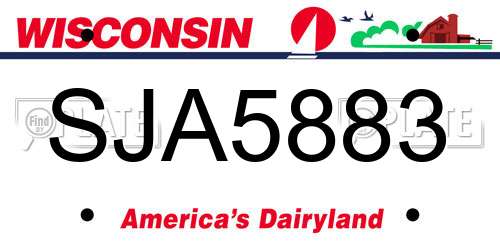 SJA5883 Wisconsin License Plate