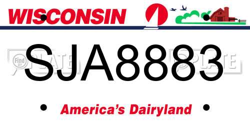SJA8883 Wisconsin License Plate