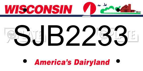 SJB2233 Wisconsin License Plate