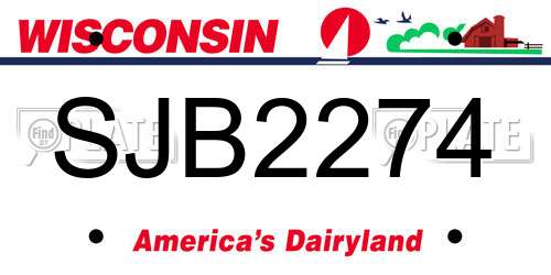 SJB2274 Wisconsin License Plate