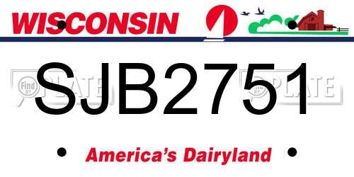 SJB2751 Wisconsin License Plate