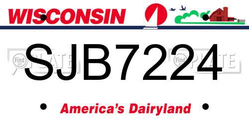 SJB7224 Wisconsin License Plate
