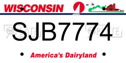 SJB7774 Wisconsin License Plate