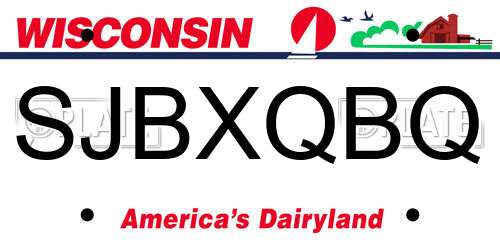 SJBXQBQ Wisconsin License Plate