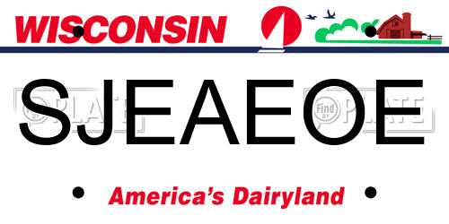 SJEAEOE Wisconsin License Plate