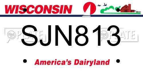 SJN813 Wisconsin License Plate