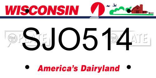 SJO514 Wisconsin License Plate