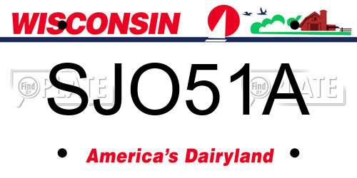 SJO51A Wisconsin License Plate
