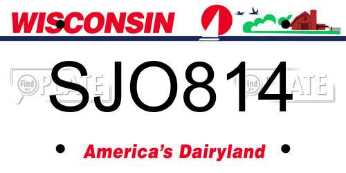 SJO814 Wisconsin License Plate