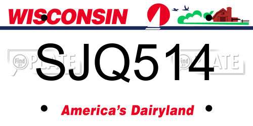 SJQ514 Wisconsin License Plate