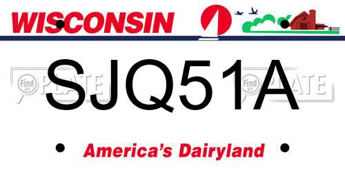 SJQ51A Wisconsin License Plate
