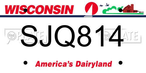 SJQ814 Wisconsin License Plate