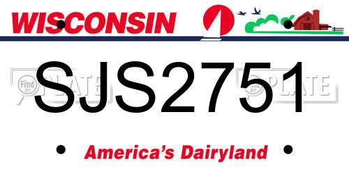 SJS2751 Wisconsin License Plate