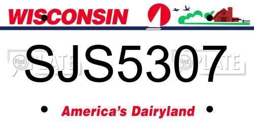 SJS5307 Wisconsin License Plate