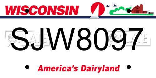 SJW8097 Wisconsin License Plate