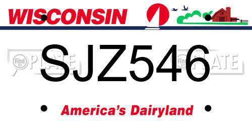 SJZ546 Wisconsin License Plate