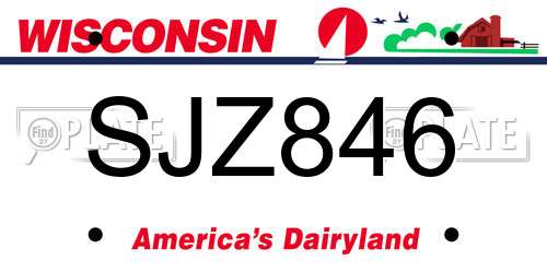 SJZ846 Wisconsin License Plate