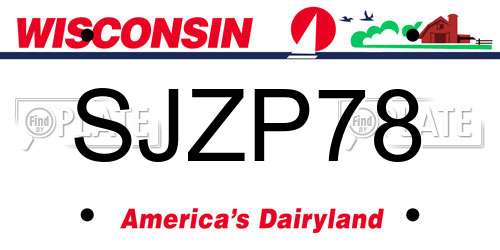 SJZP78 Wisconsin License Plate