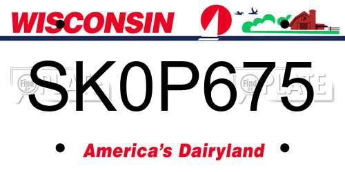 SK0P675 Wisconsin License Plate