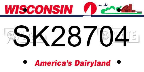 SK28704 Wisconsin License Plate