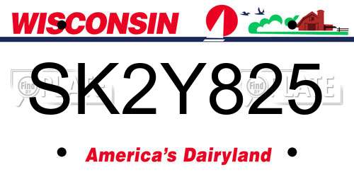 SK2Y825 Wisconsin License Plate