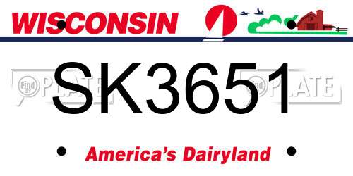 SK3651 Wisconsin License Plate
