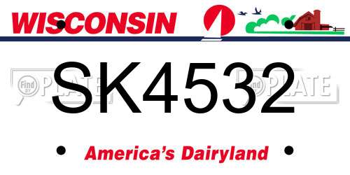SK4532 Wisconsin License Plate