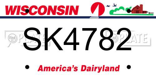 SK4782 Wisconsin License Plate