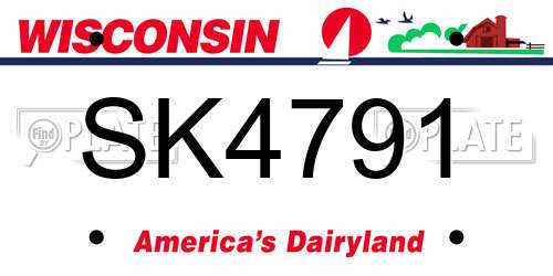 SK4791 Wisconsin License Plate