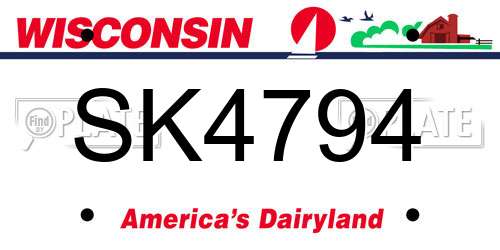 SK4794 Wisconsin License Plate