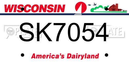SK7054 Wisconsin License Plate