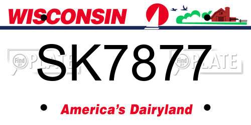 SK7877 Wisconsin License Plate