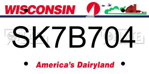 SK7B704 Wisconsin License Plate