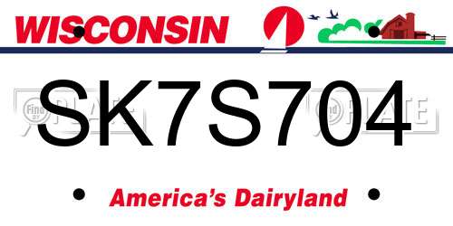 SK7S704 Wisconsin License Plate