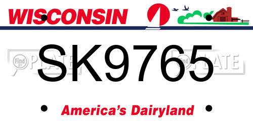 SK9765 Wisconsin License Plate