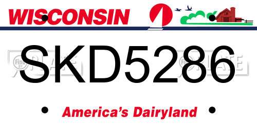 SKD5286 Wisconsin License Plate