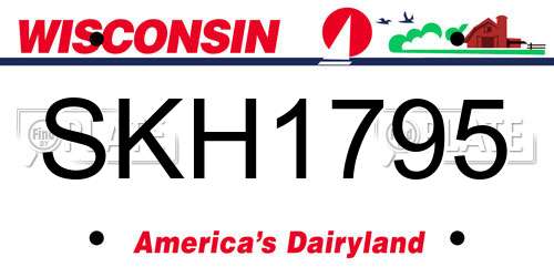 SKH1795 Wisconsin License Plate