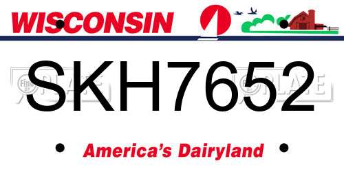 SKH7652 Wisconsin License Plate