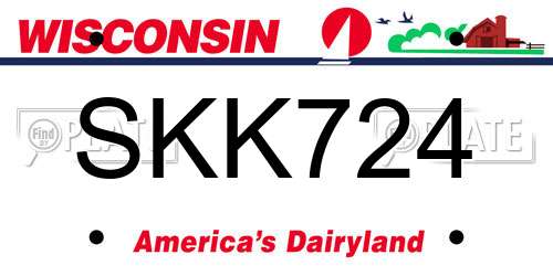 SKK724 Wisconsin License Plate
