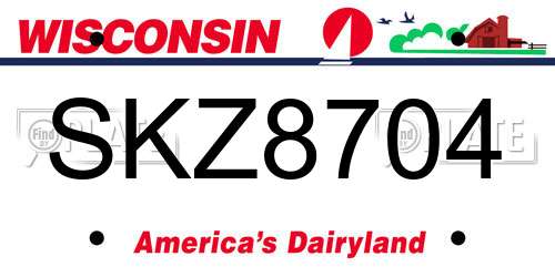 SKZ8704 Wisconsin License Plate