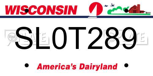 SL0T289 Wisconsin License Plate